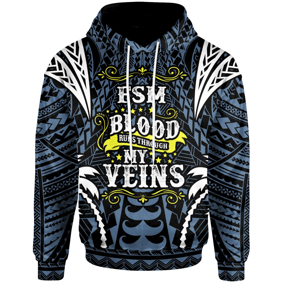 Federated States of Micronesia Hoodie Blood Runs Through My Veins Style Flag Unisex Blue - Polynesian Pride