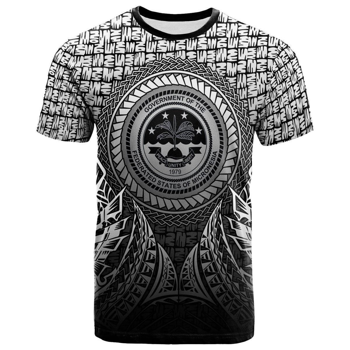 Federated States of Micronesia Pattern T Shirt Circle Pattern Black Unisex Black - Polynesian Pride