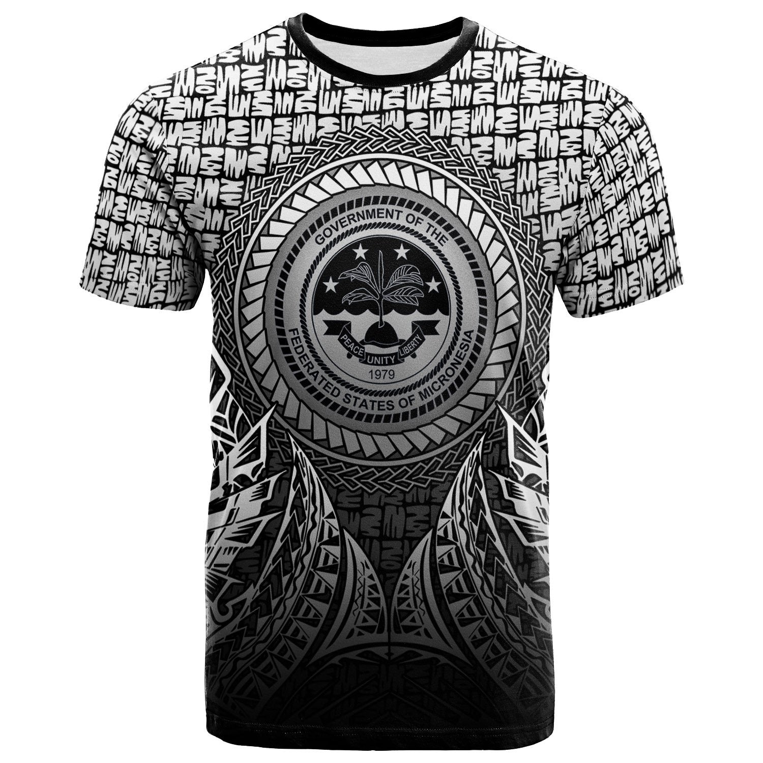 Federated States of Micronesia Pattern T Shirt Circle Pattern Black Unisex Black - Polynesian Pride