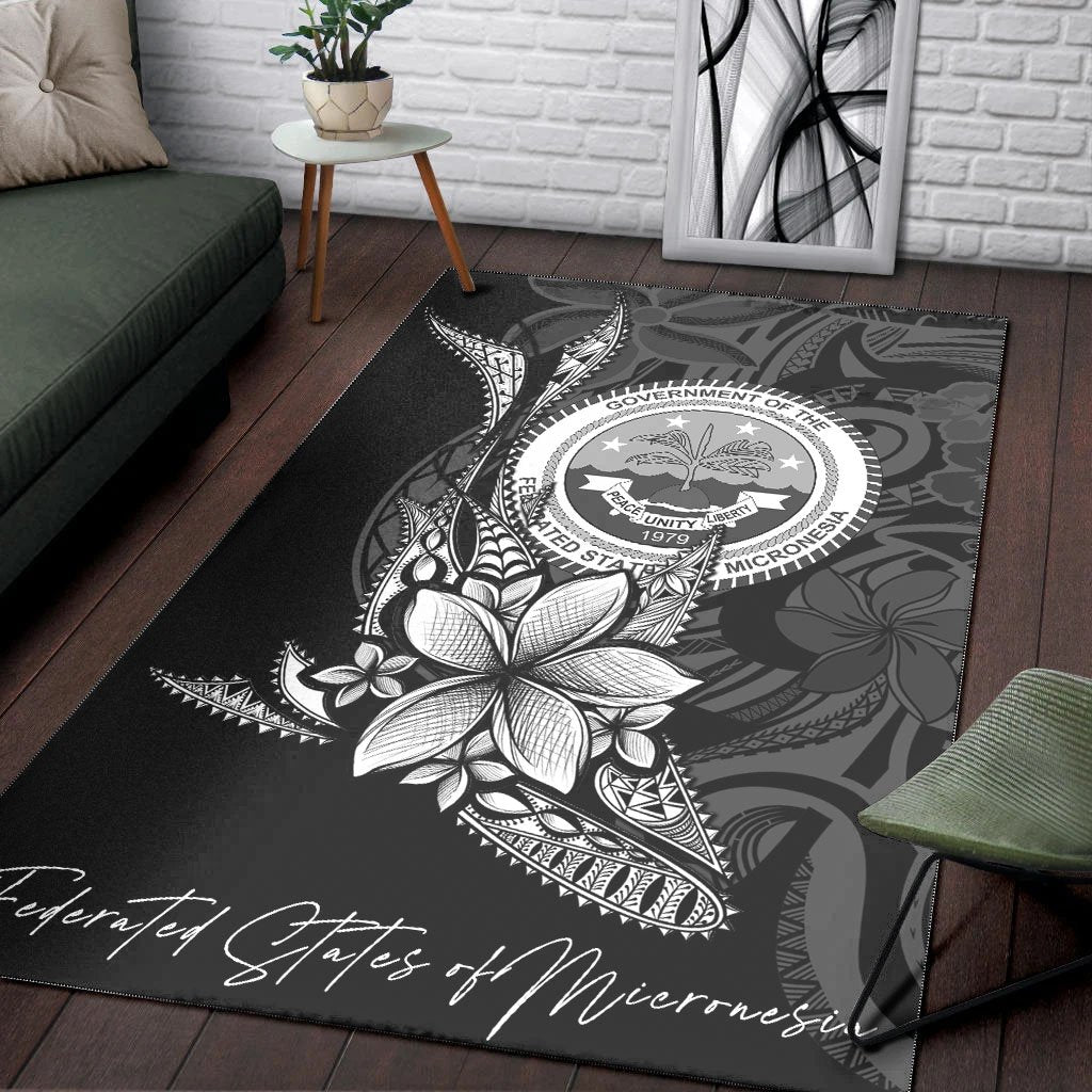Federated States of Micronesia Area Rug - Fish With Plumeria Flowers Style - Polynesian Pride