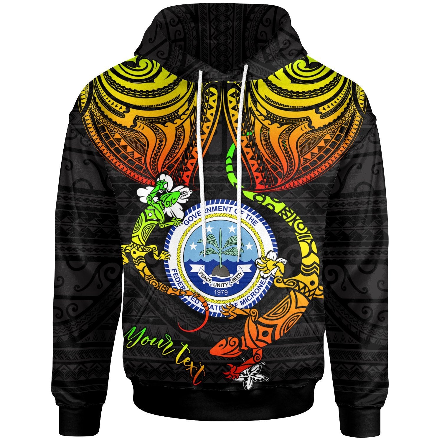 Federated States of Micronesia Custom Zip up Hoodie Lizard Good Chest Unisex Reggae - Polynesian Pride