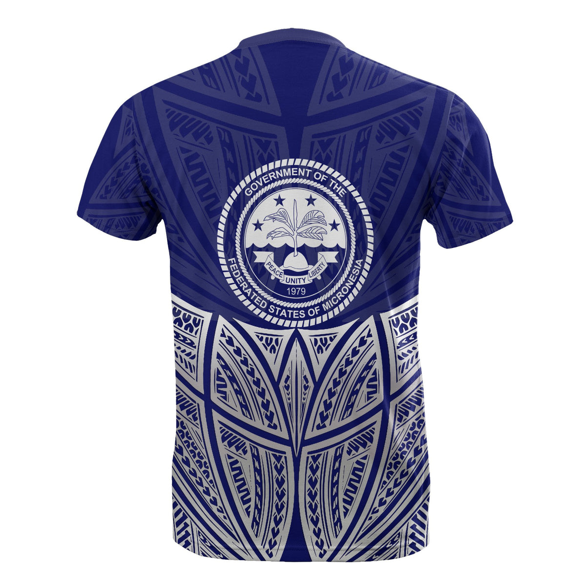 Federated States of Micronesia Polynesian Custom T Shirt Blue Pride Map and Seal - Polynesian Pride