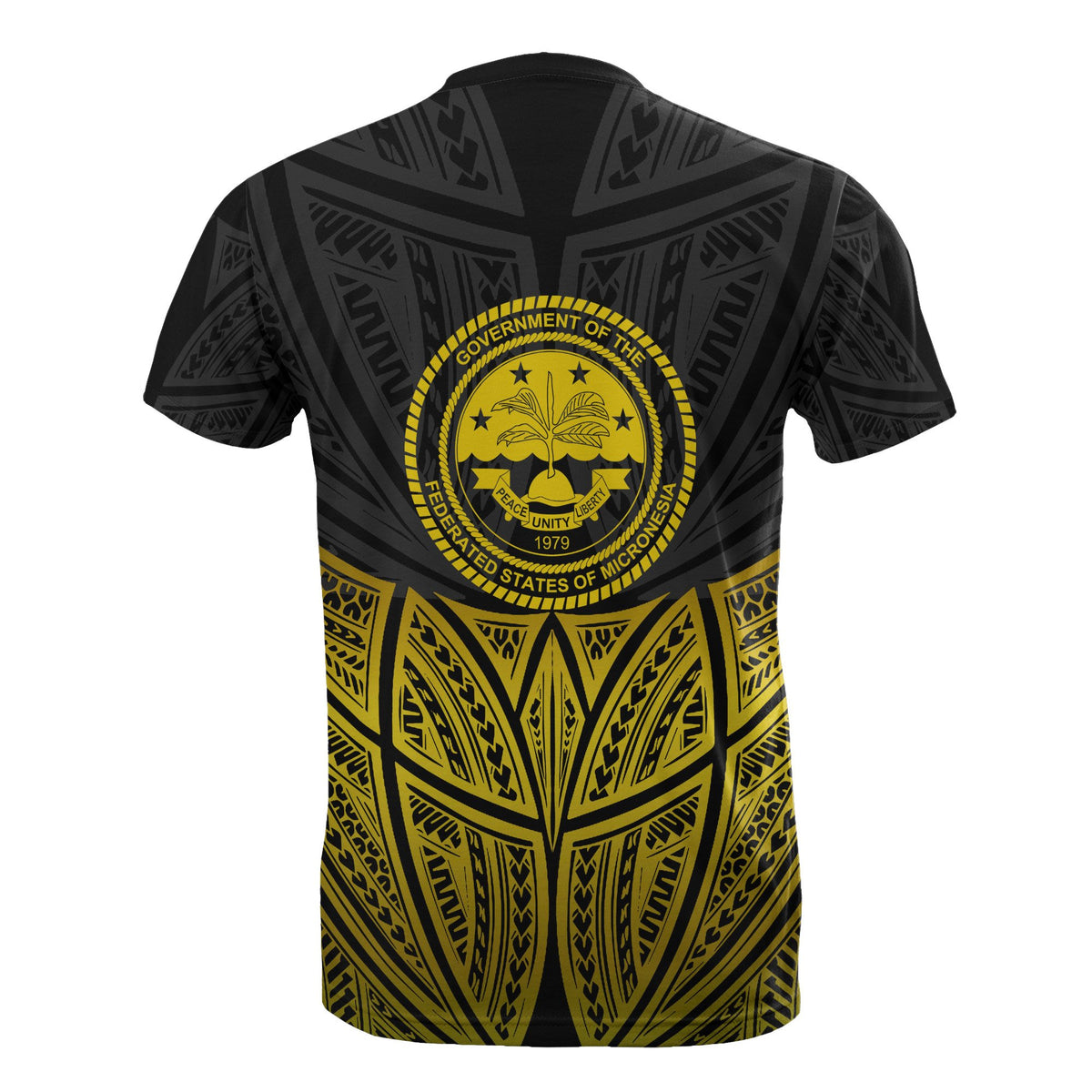 Federated States of Micronesia Polynesian Custom T Shirt Gold Pride Map and Seal - Polynesian Pride