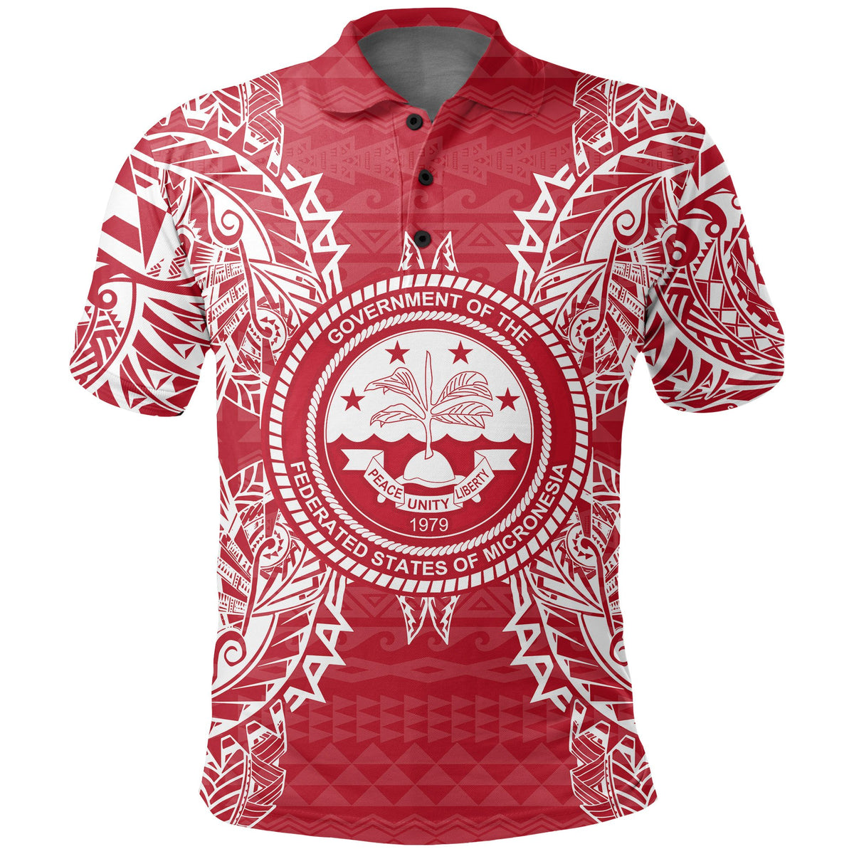 Federated States of Micronesian Polo Shirt Federated States of Micronesian Seal Map Polynesian Tattoo Red White Unisex Red - Polynesian Pride