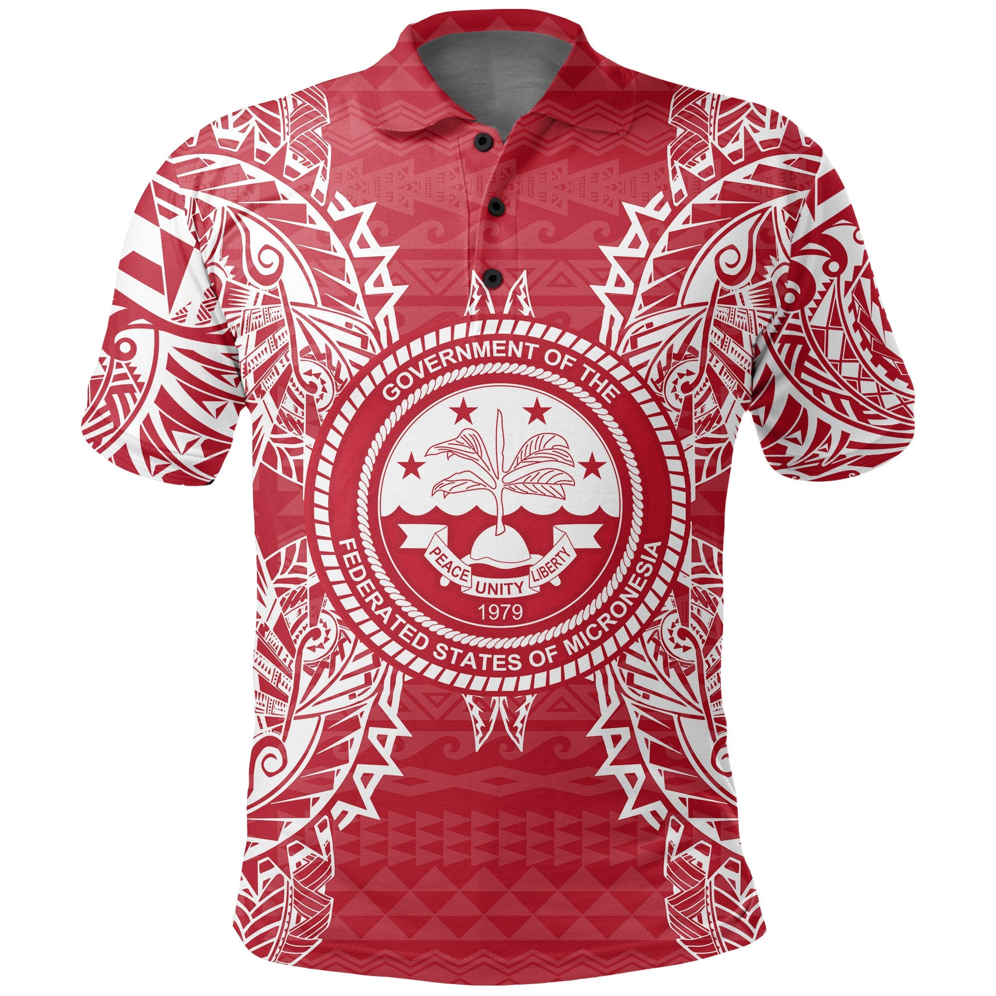 Federated States of Micronesian Polo Shirt Federated States of Micronesian Seal Map Polynesian Tattoo Red White Unisex Red - Polynesian Pride
