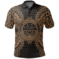 Federated States of Micronesian Polo Shirt Federated States of Micronesian Seal Map Polynesian Tattoo Gold Unisex Gold - Polynesian Pride