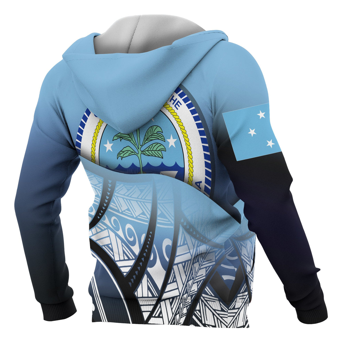 Federated States of Micronesia Coat of Arms Zip up Hoodie Polynesian Pattern - Polynesian Pride