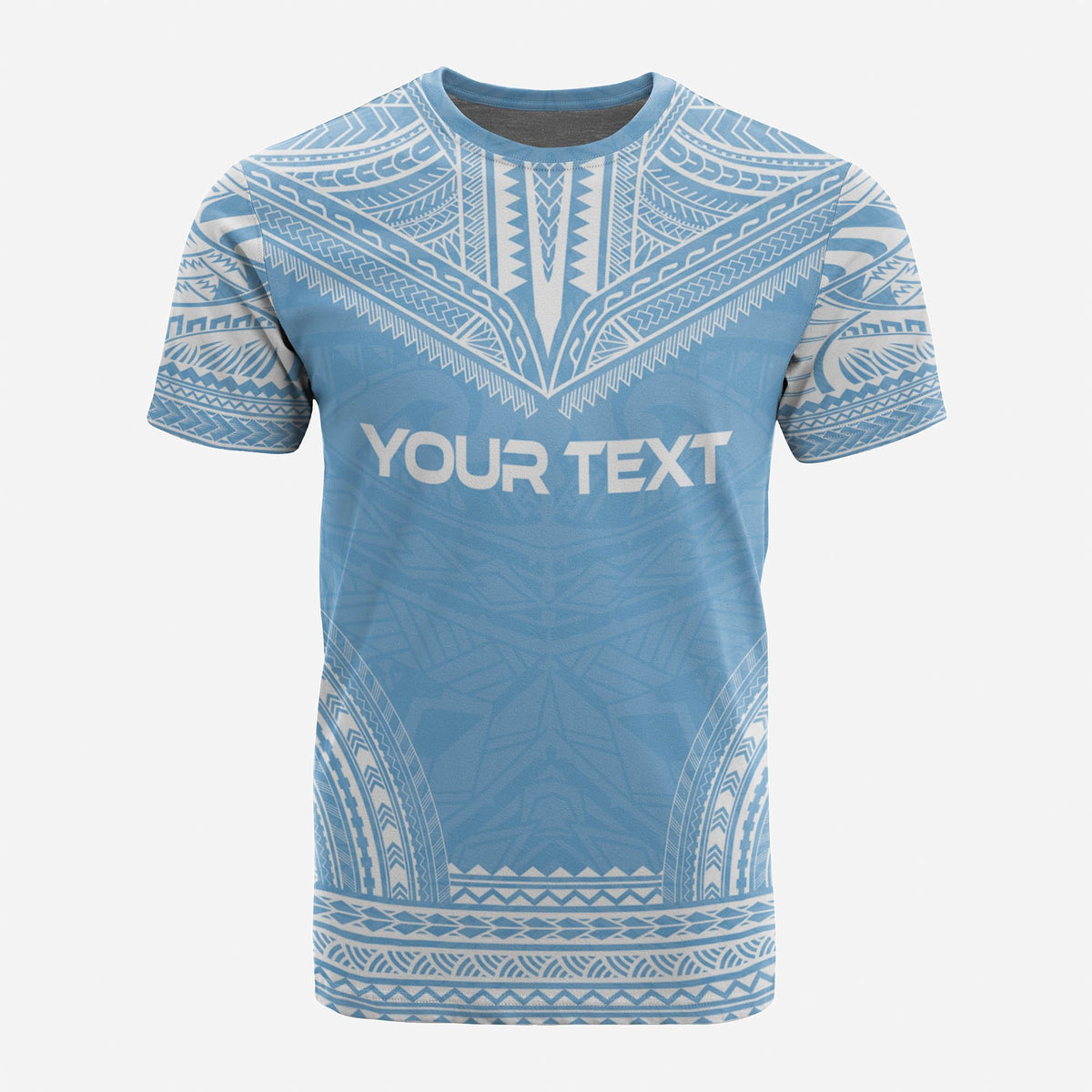 Federated States of Micronesia Custom T Shirt F S M Seal Polynesian Chief Tattoo Light Blue Version - Polynesian Pride