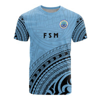 Federated States of Micronesia All Over T Shirt F S M Seal Polynesian Tribal Light Blue Version Unisex Blue - Polynesian Pride
