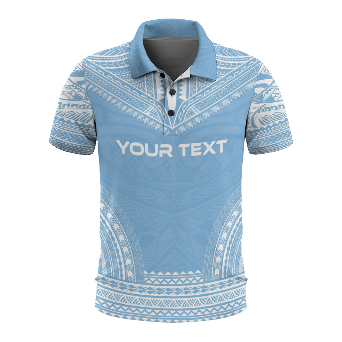 Federated States of Micronesia Custom Polo Shirt FSM Seal Polynesian Chief Tattoo Blue Version Unisex Blue - Polynesian Pride