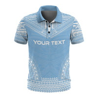 Federated States of Micronesia Custom Polo Shirt FSM Seal Polynesian Chief Tattoo Blue Version Unisex Blue - Polynesian Pride