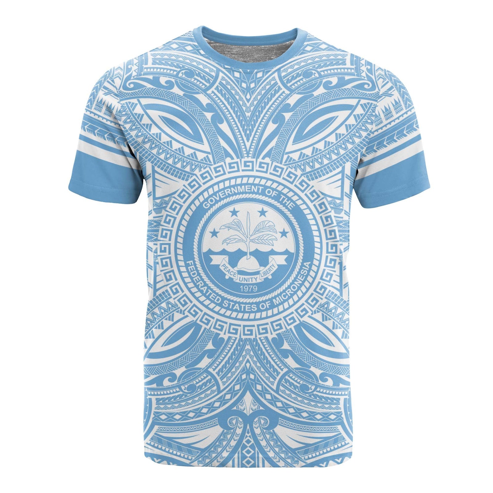 Federated States of Micronesia T Shirt FSM Coat of Arms Polynesian Flag Color Unisex Blue - Polynesian Pride