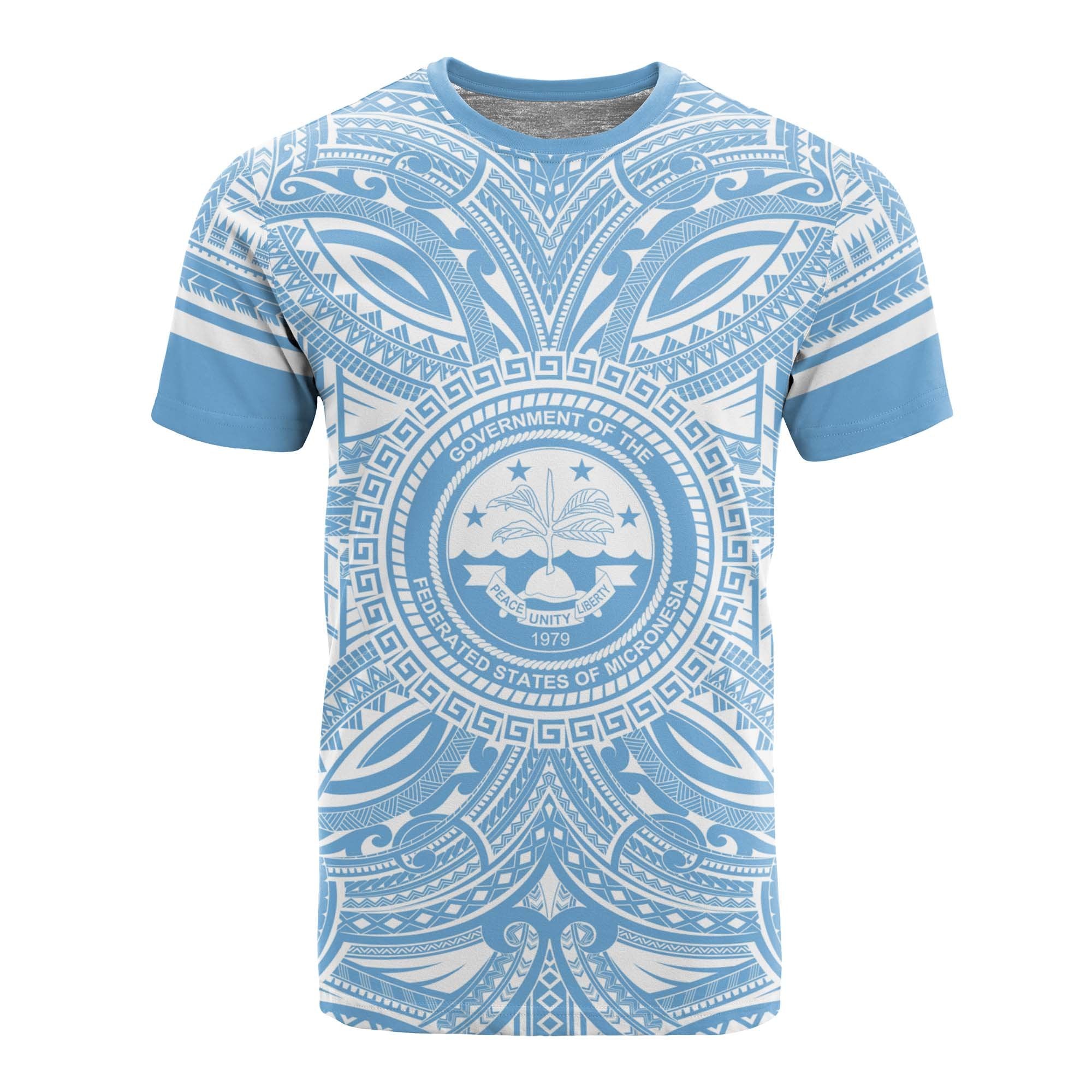 Federated States of Micronesia T Shirt FSM Coat of Arms Polynesian Flag Color Unisex Blue - Polynesian Pride