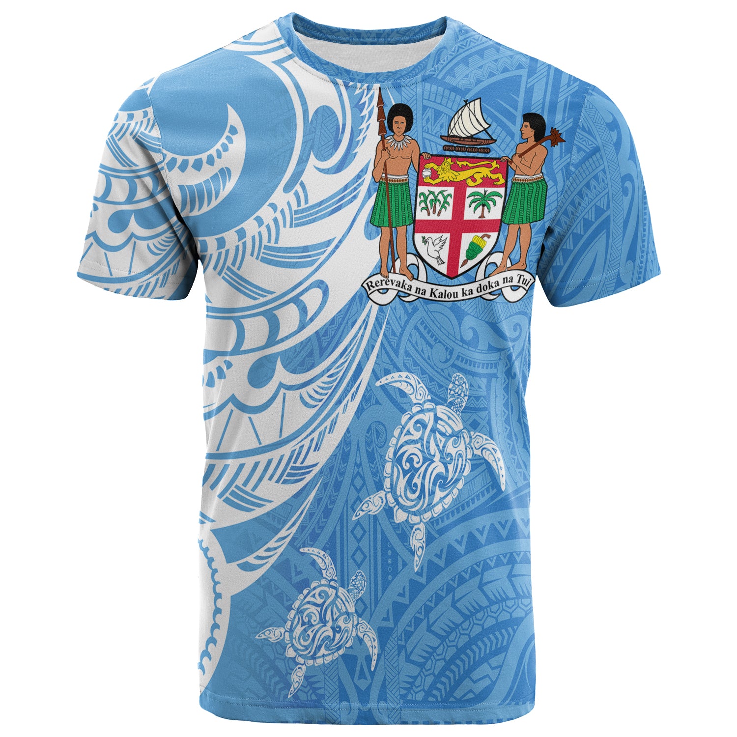 Fiji Coat of Arms T Shirt Turquoise Color LT7 Unisex Turquoise - Polynesian Pride