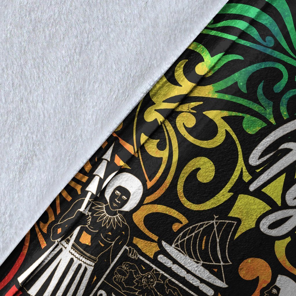 Fiji Premium Blanket - Rainbow Polynesian Pattern Crest - Polynesian Pride