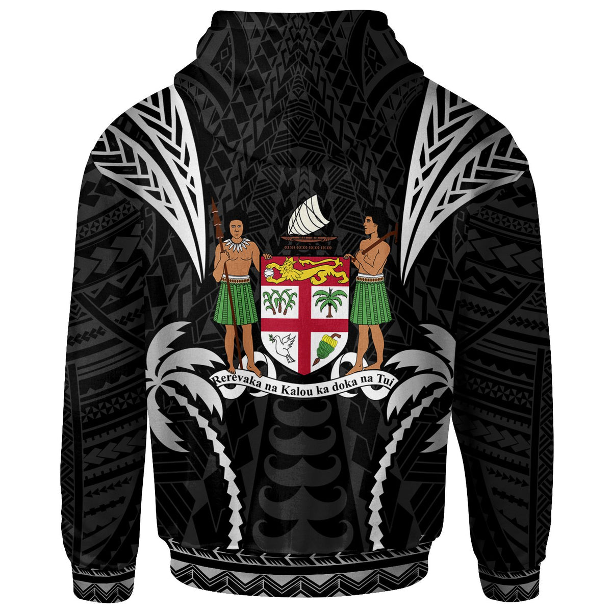 Fiji Hoodie Blood Runs Through My Veins Style Black - Polynesian Pride
