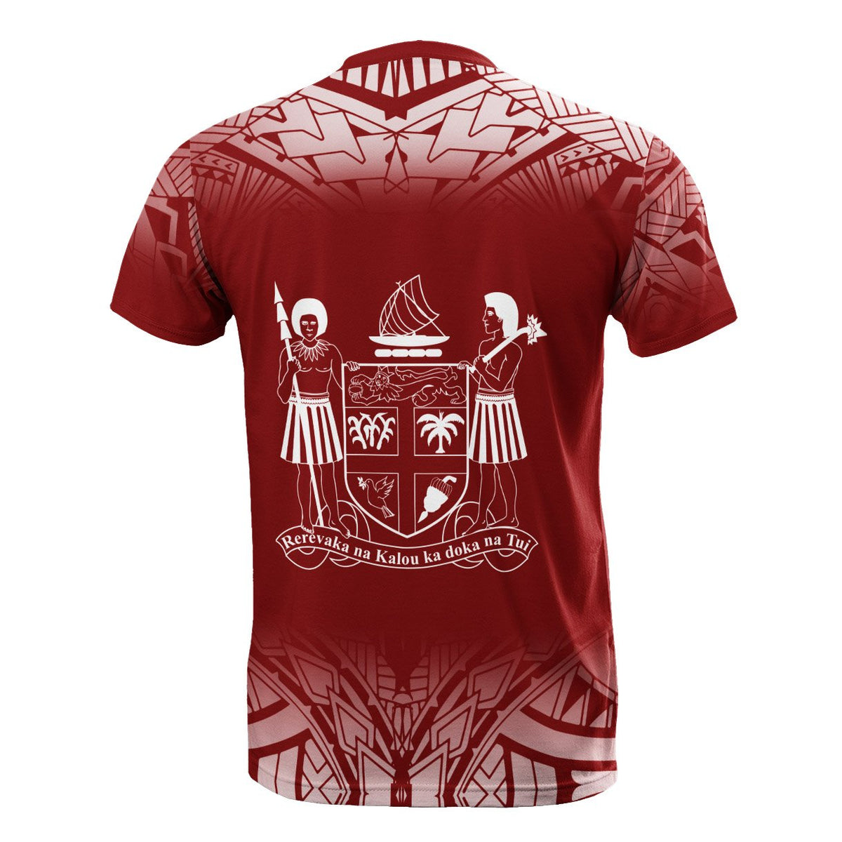Fiji Custom T Shirt Fog Red - Polynesian Pride