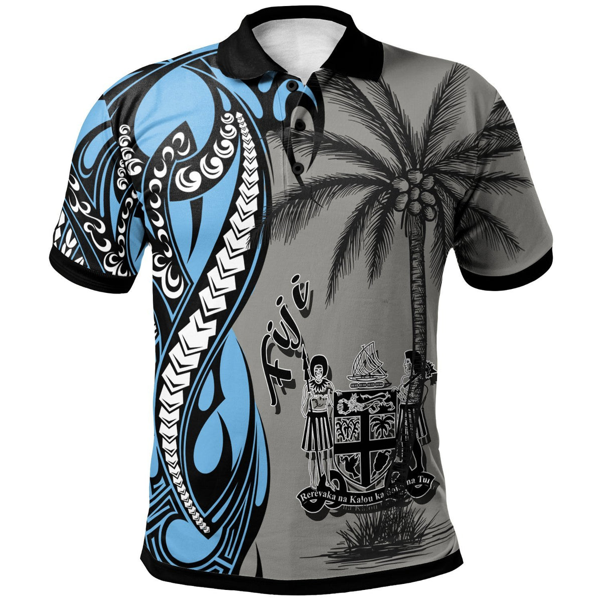 Fiji Polo Shirt Classical Coconut Tree Unisex Gray - Polynesian Pride