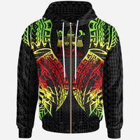 Fiji Zip up Hoodie Polynesian Lion Head Reggae Style Unisex Reggae - Polynesian Pride