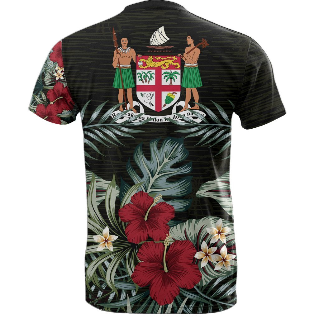 Fiji T Shirt Fijian Flag Hibiscus Palm Leaves - Polynesian Pride