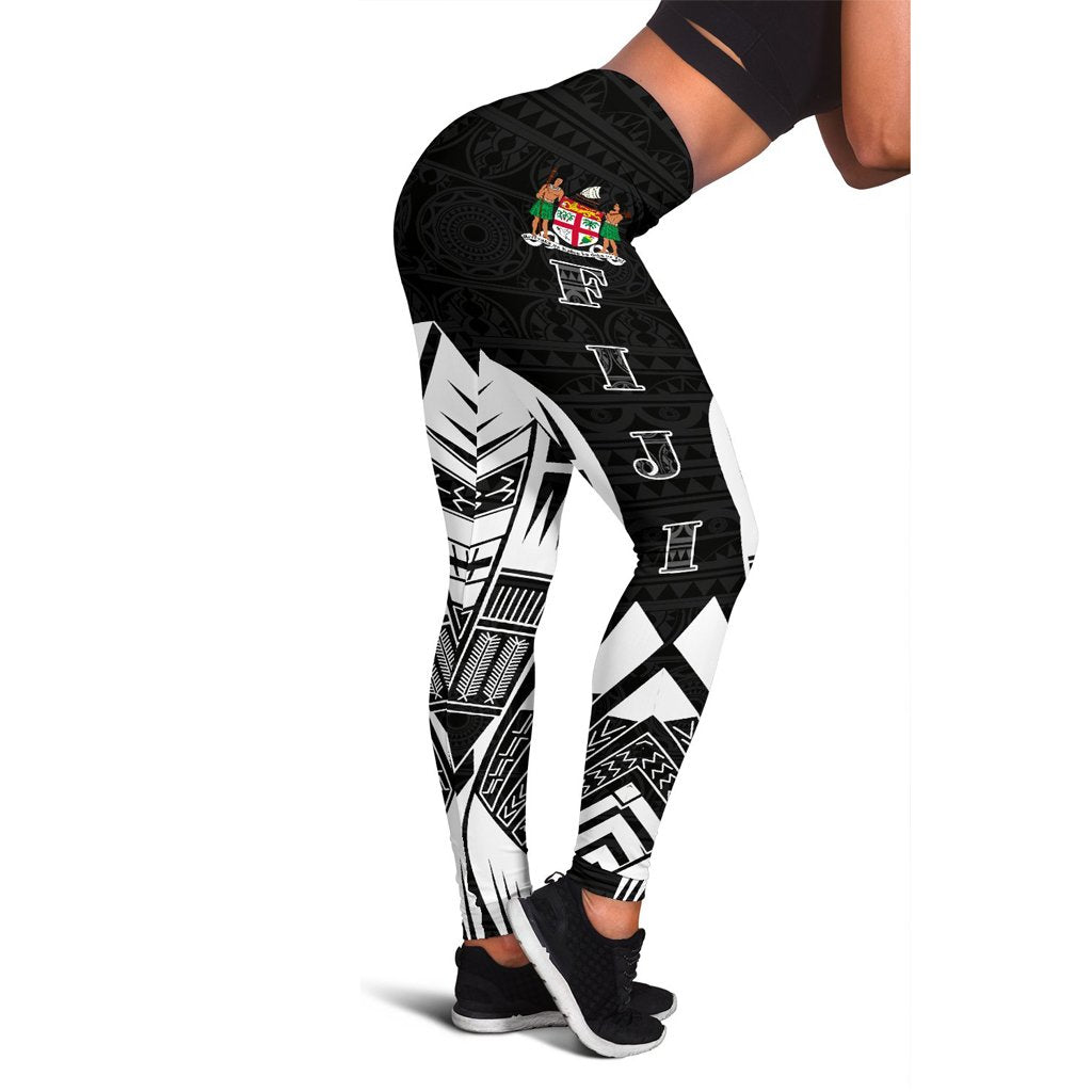 Fiji Polynesian Leggings - Polynesian Tattoo Black Version Black - Polynesian Pride