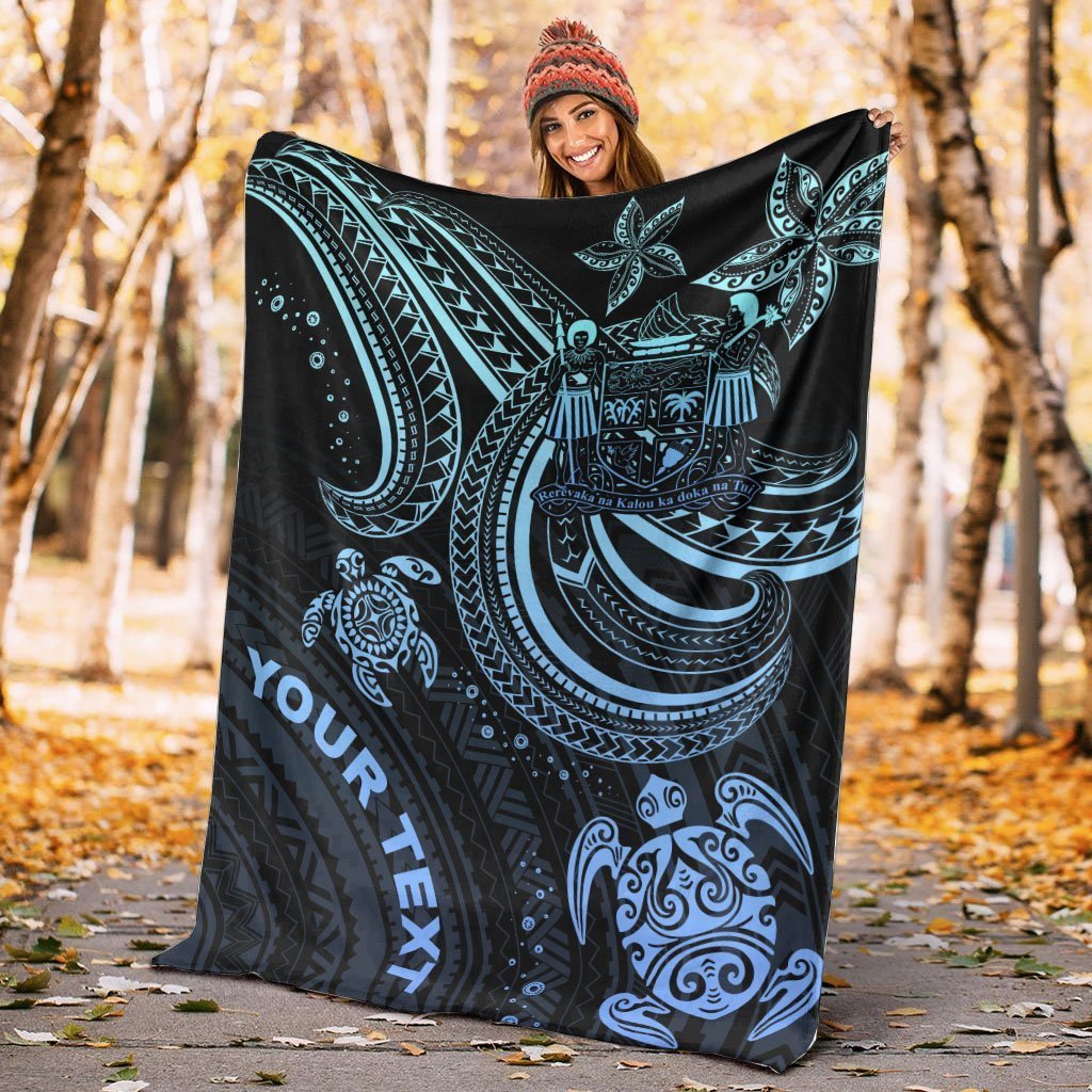Fiji Custom Personalised Premium Blanket - Blue Turtle - Polynesian Pride