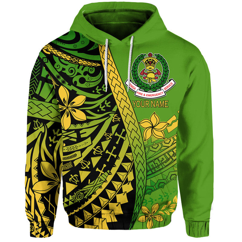 Custom Tonga Fire and Emergency Services Hoodie Polynesian Minimalist Style LT9 Hoodie Green - Polynesian Pride