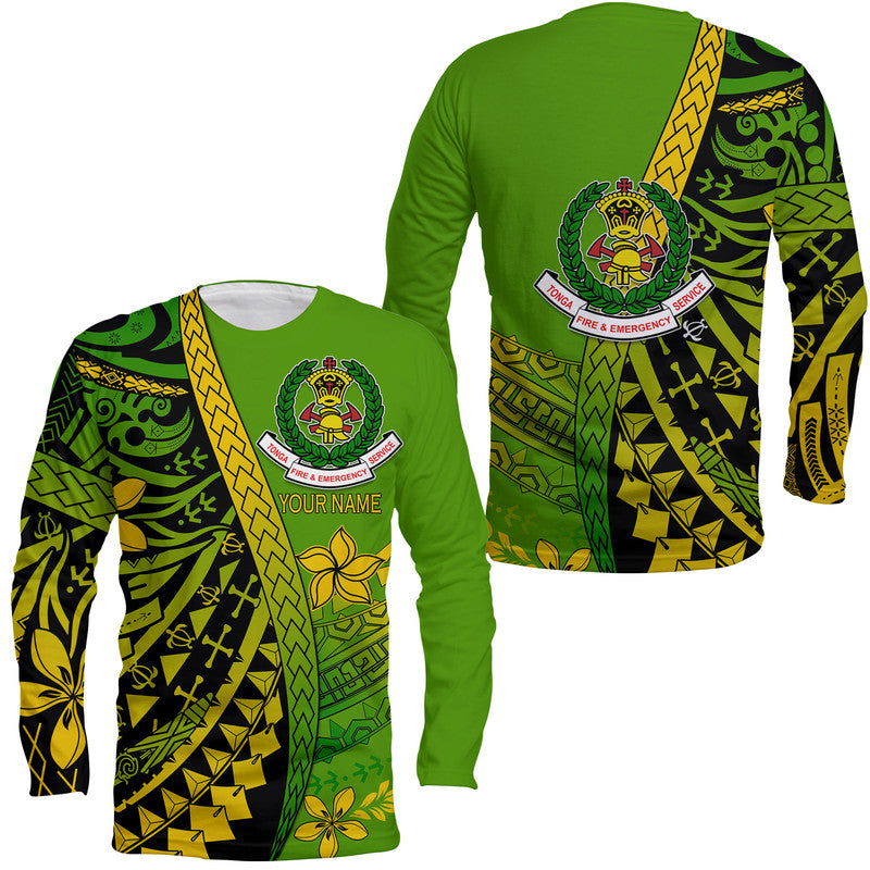 (Custom Personalised) Tonga Fire And Emergency Services Long Sleeve Shirt Polynesian Minimalist Style LT9 Unisex Green - Polynesian Pride