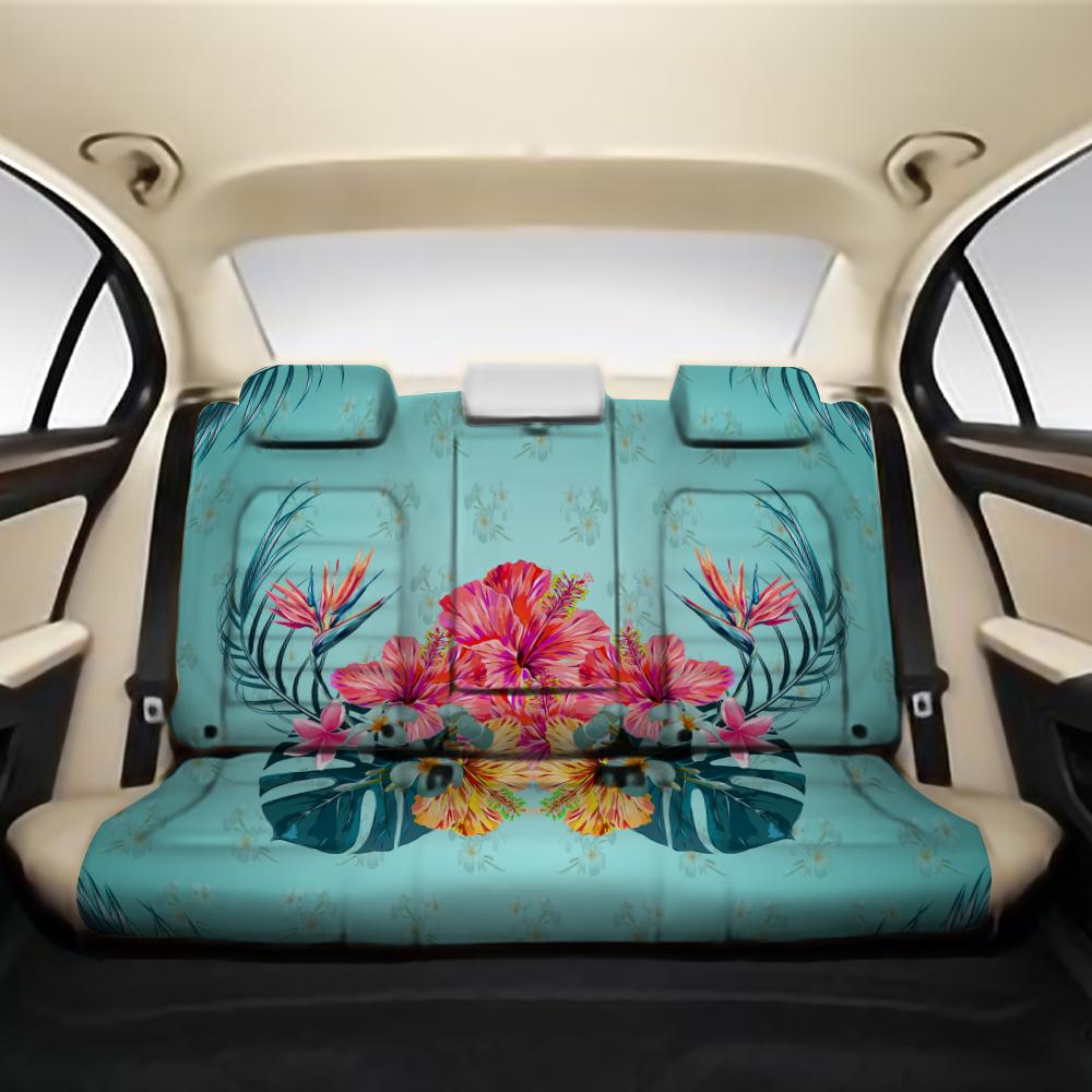 Flower Hibicus Plumeria Centre Back Seat Cover AH One Size Black Back Car Seat Covers - Polynesian Pride