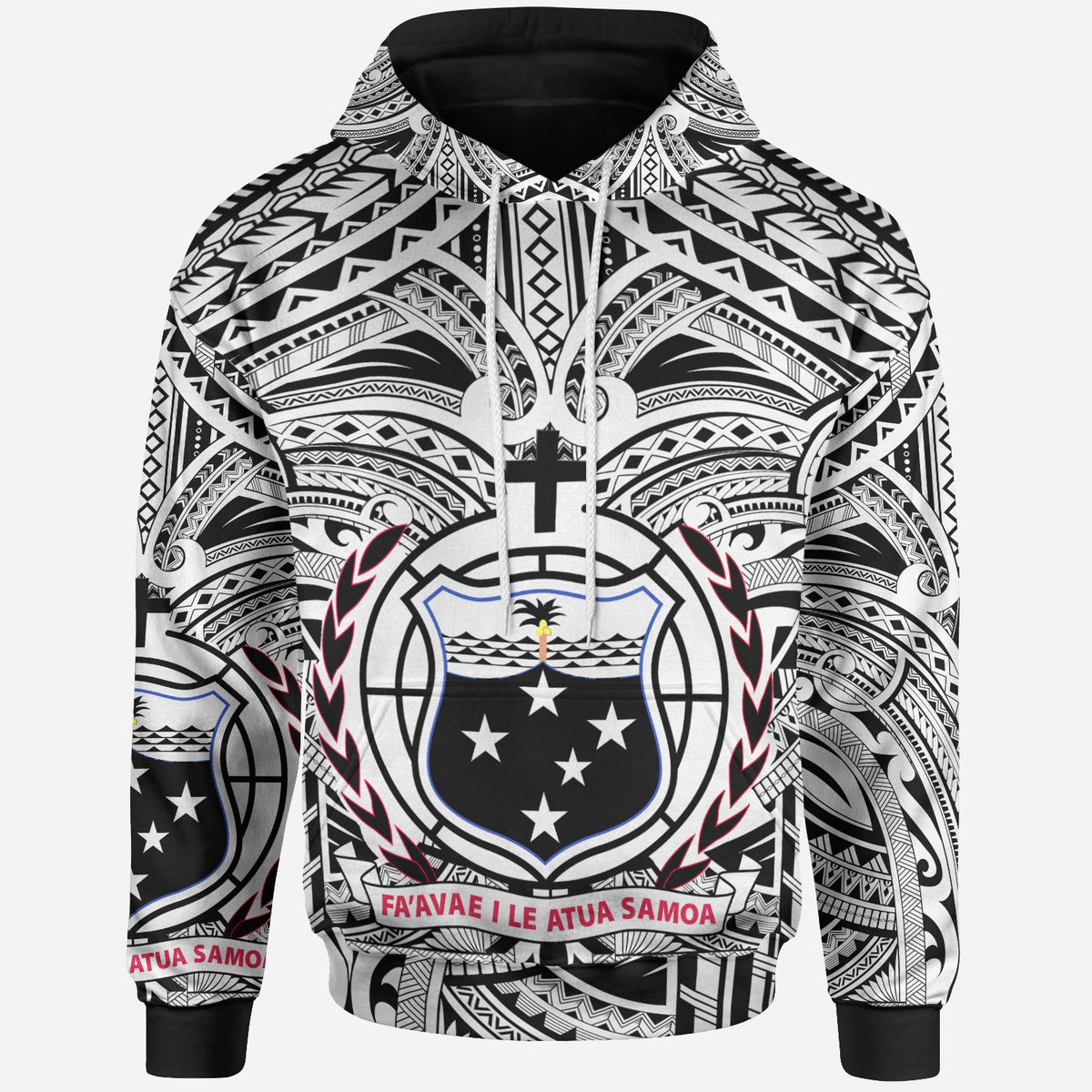 Samoall Over Hoodie Samoa Coat ofrms White Unisex White - Polynesian Pride