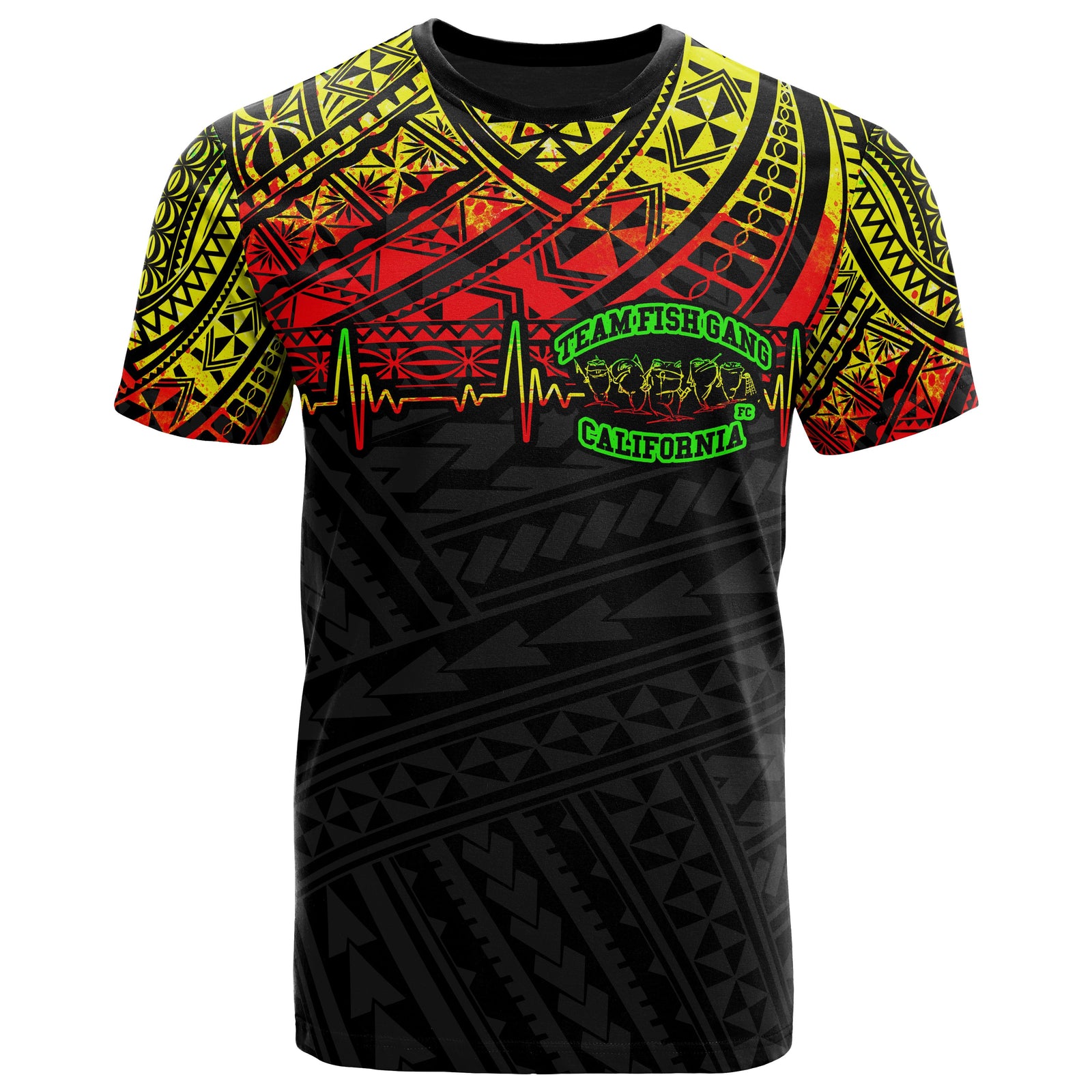 Catching Fishes, Not Feelings Polynesian T Shirt Reggae Heartbeat Style Unisex Black - Polynesian Pride