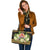 French Polynesia Leather Tote - Polynesian Gold Patterns Collection - Polynesian Pride