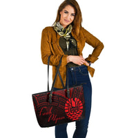 French Polynesia Leather Tote - Red Color Cross Style - Polynesian Pride
