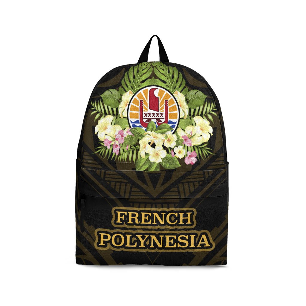 French Polynesia Backpack - Polynesian Gold Patterns Collection Black - Polynesian Pride