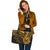 French Polynesia Leather Tote - Gold Color Cross Style - Polynesian Pride