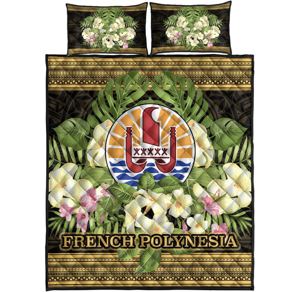 French Polynesia Quilt Bed Set - Polynesian Gold Patterns Collection - Polynesian Pride