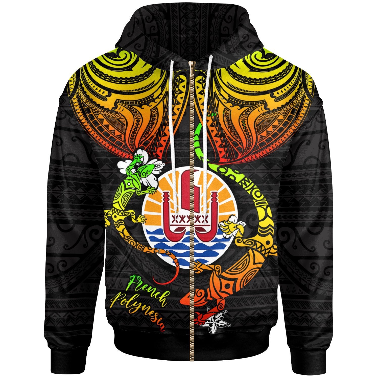 French Polynesia Hoodie Lizard Good Chest Unisex Reggae - Polynesian Pride