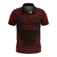French Polynesia Polo Shirt French Polynesia Coat Of Arms Polynesian Chief Tattoo Red Version Unisex Red - Polynesian Pride
