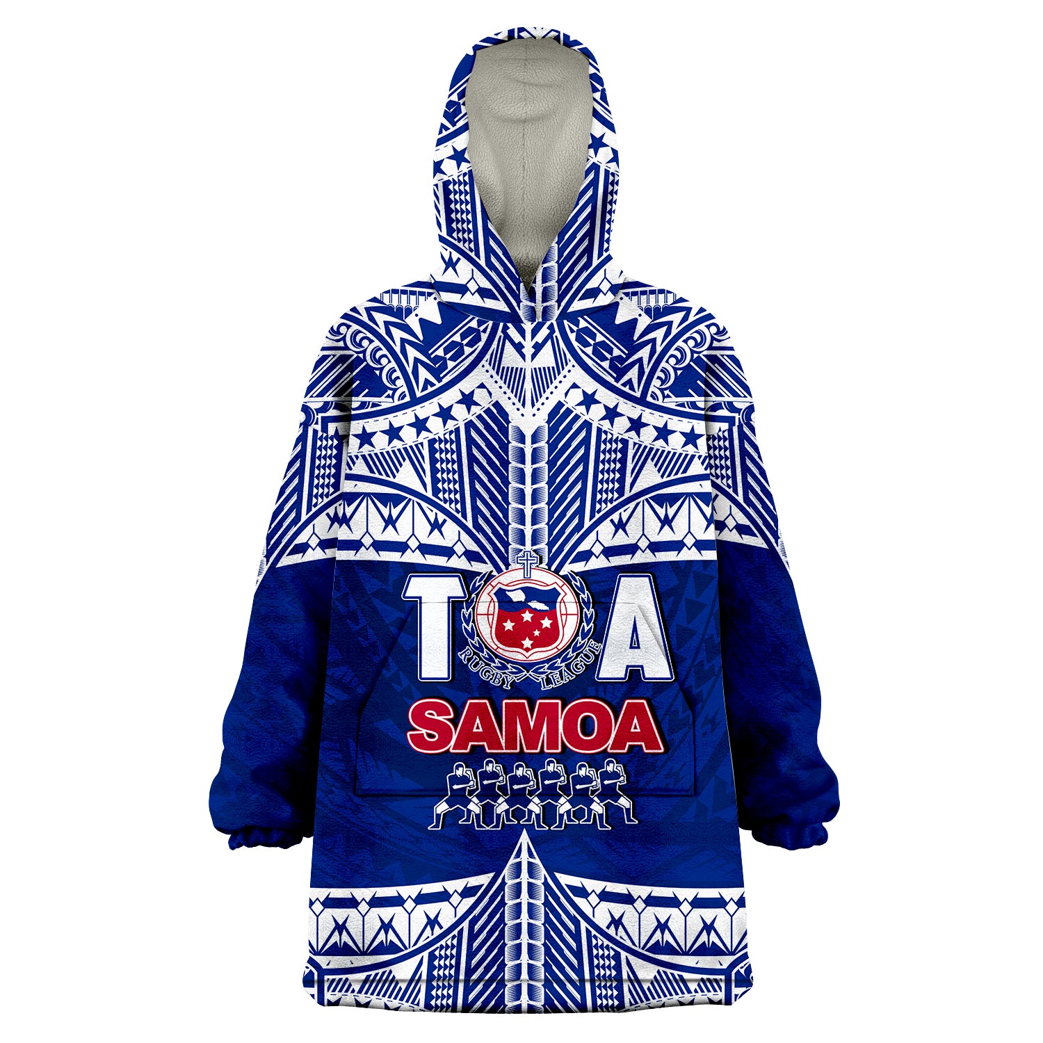 Toa Samoa Rugby Wearabla Blanket Hoodie Siva Tau LT6 One Size - Polynesian Pride