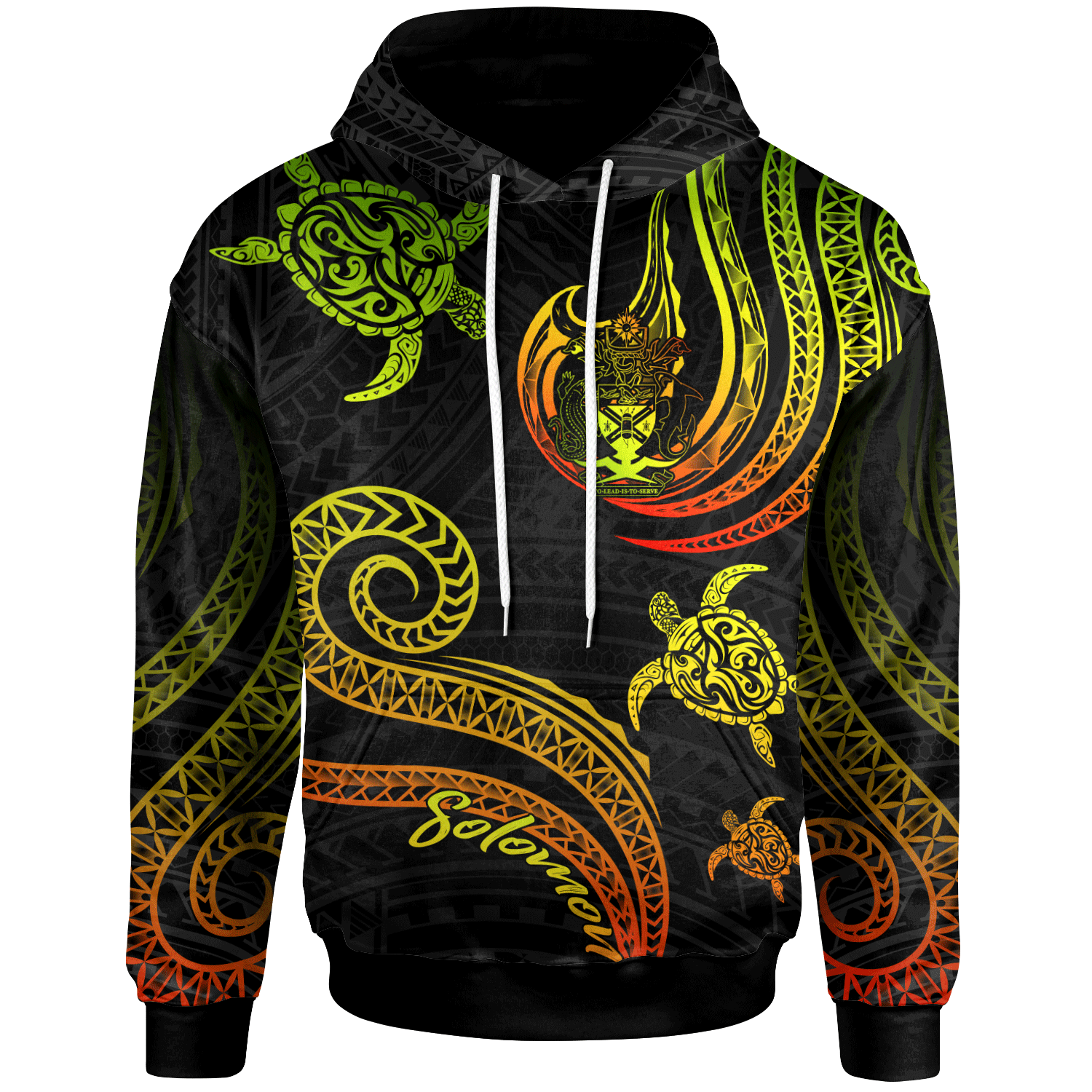 Solomon Islands Hoodie Polynesian Turtle With Pattern Reggae Unisex Reggae - Polynesian Pride