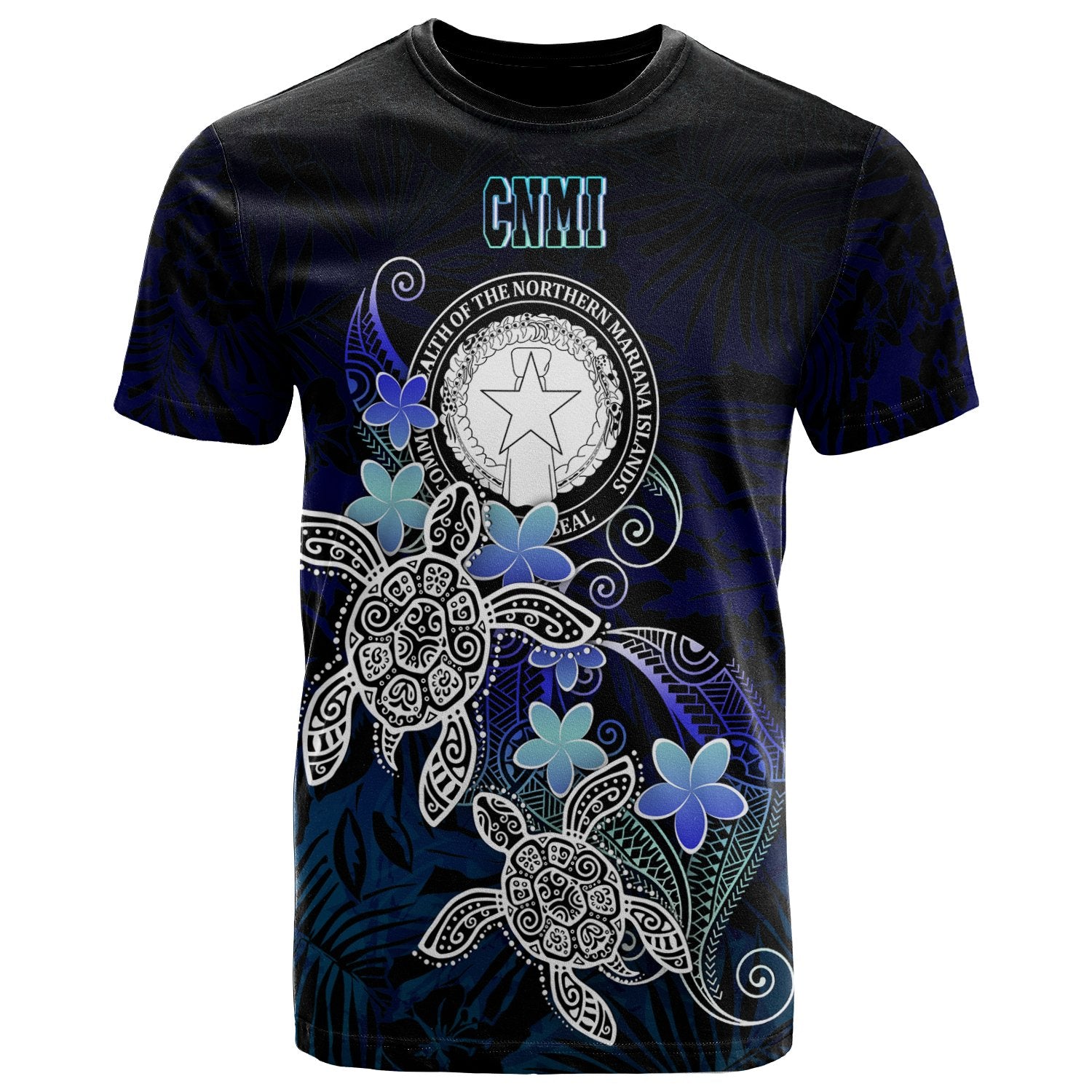 CNMI Polynesian T Shirt Blue Turtle Couple Unisex Blue - Polynesian Pride