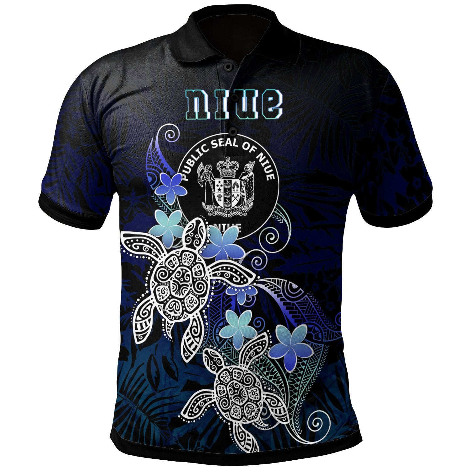 Niue Polynesian Polo Shirt Blue Turtle Couple Unisex Blue - Polynesian Pride