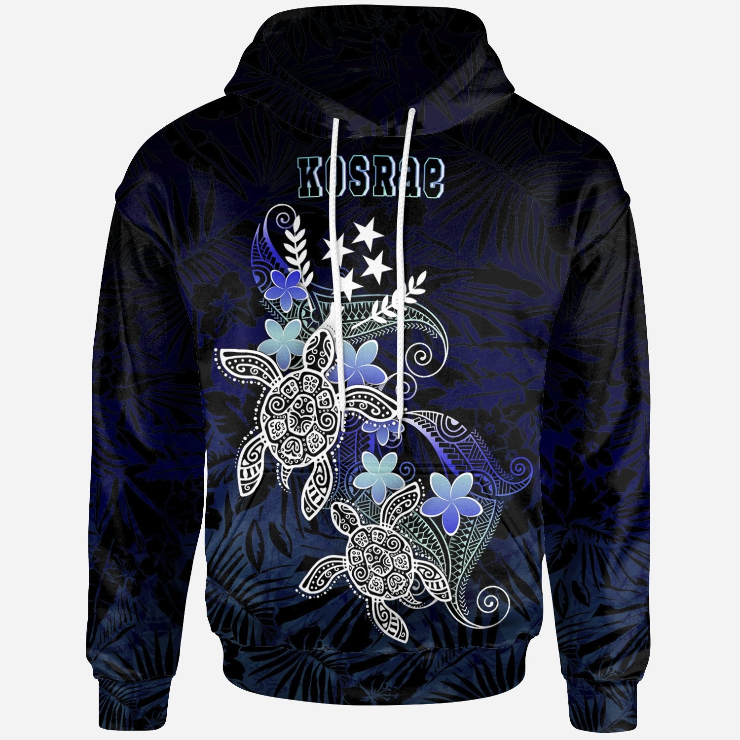 Kosrae Polynesian Hoodie Blue Turtle Couple Unisex Blue - Polynesian Pride