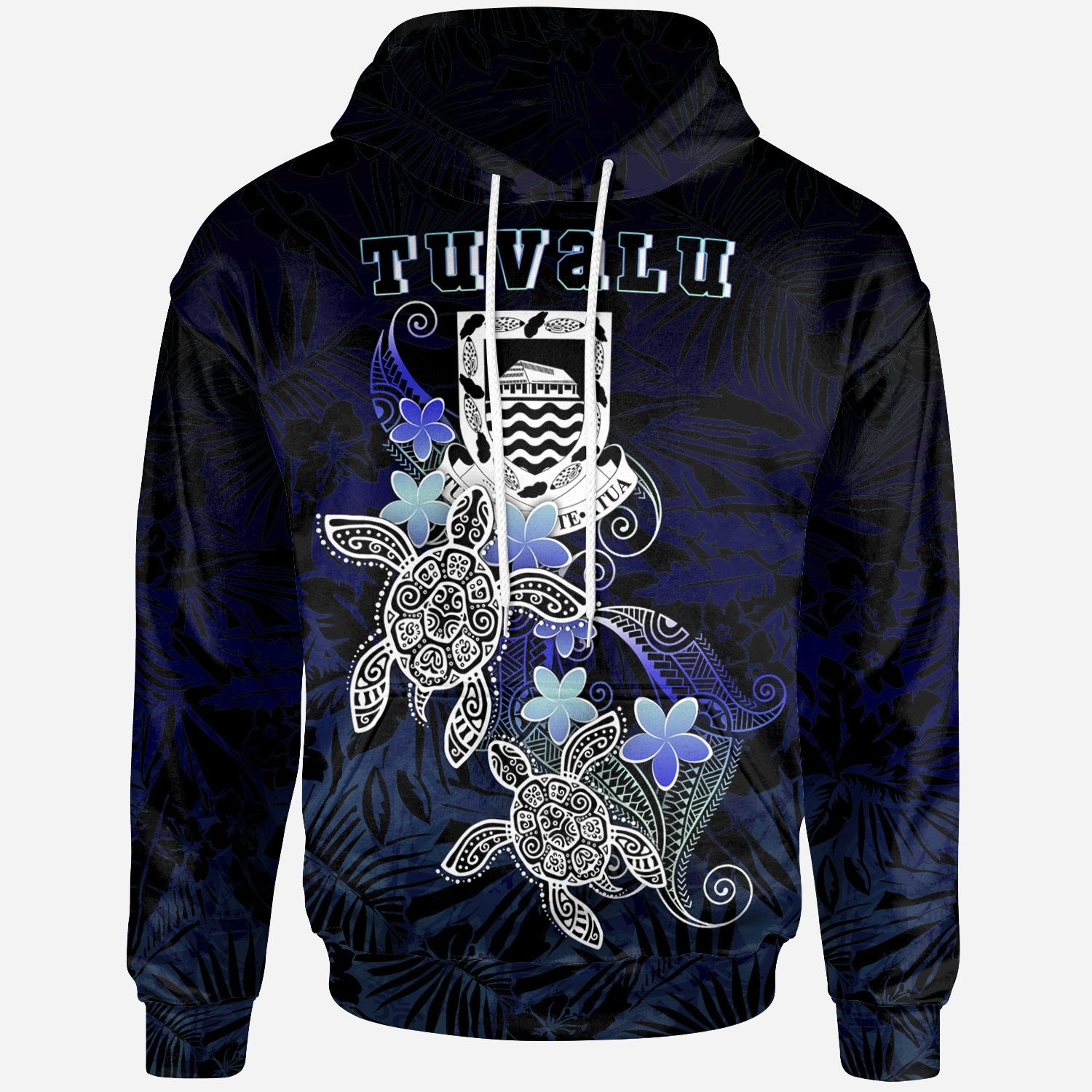 Tuvalu Polynesian Hoodie Blue Turtle Couple Unisex Blue - Polynesian Pride