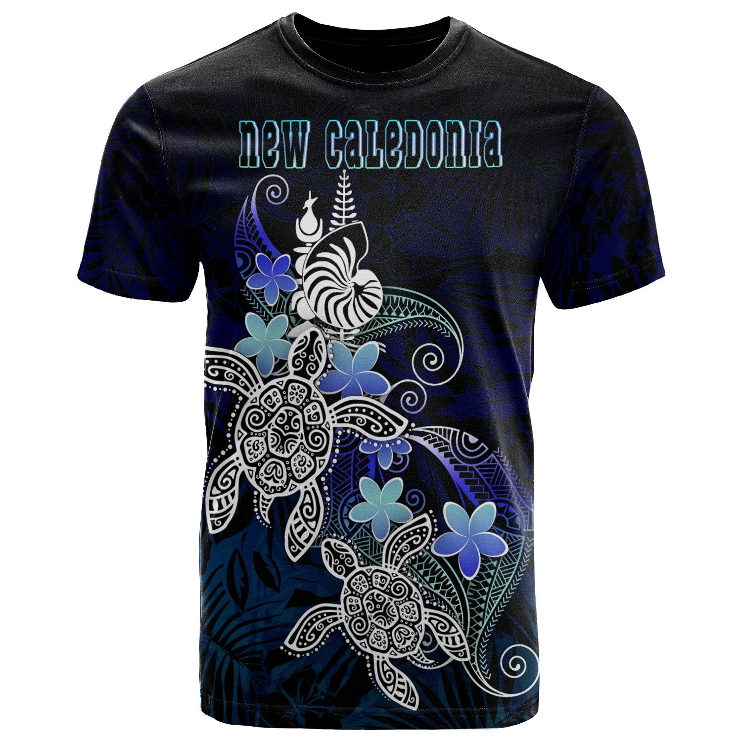 New Caledonia Polynesian T Shirt Blue Turtle Couple Unisex Blue - Polynesian Pride