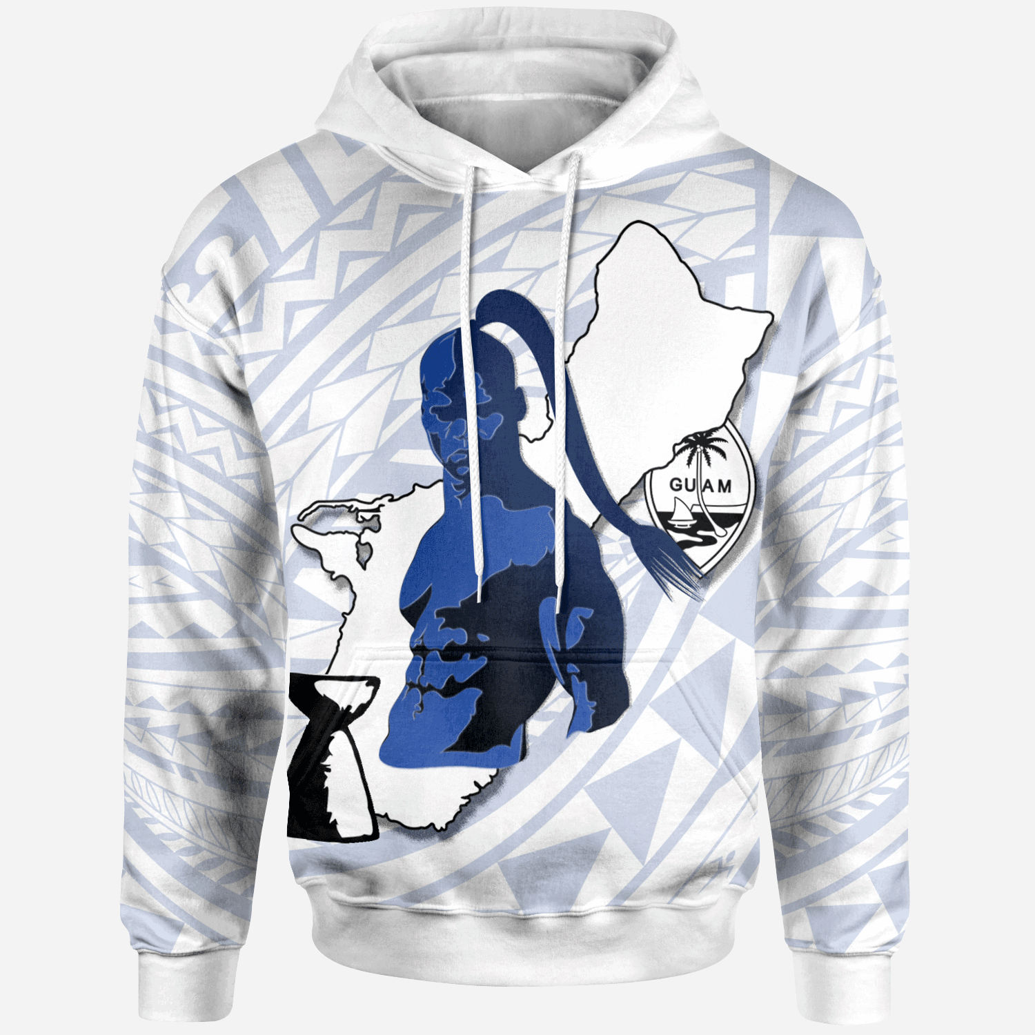 Guam Hoodie Chamorro Heritage Ver 2 Unisex White Blue - Polynesian Pride