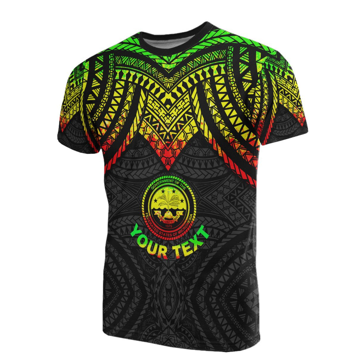 Federated States of Micronesia Custom T Shirt Micronesian Pattern Reggae Armor Style Unisex Reggae - Polynesian Pride