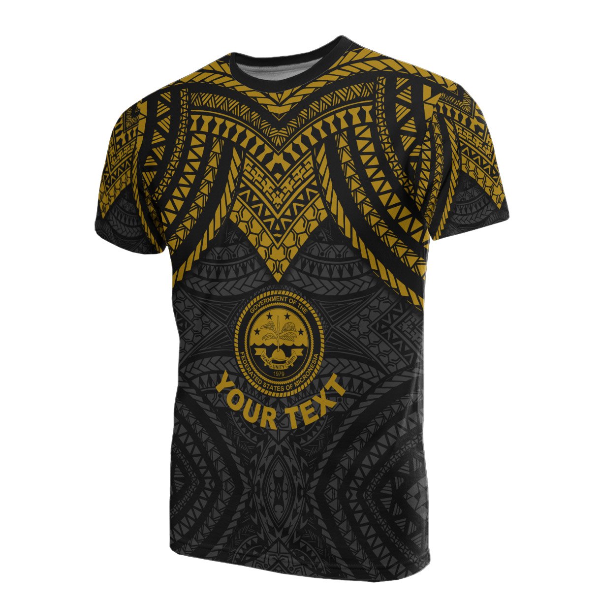 Federated States of Micronesia Custom T Shirt Micronesian Pattern Gold Armor Style Unisex Gold - Polynesian Pride