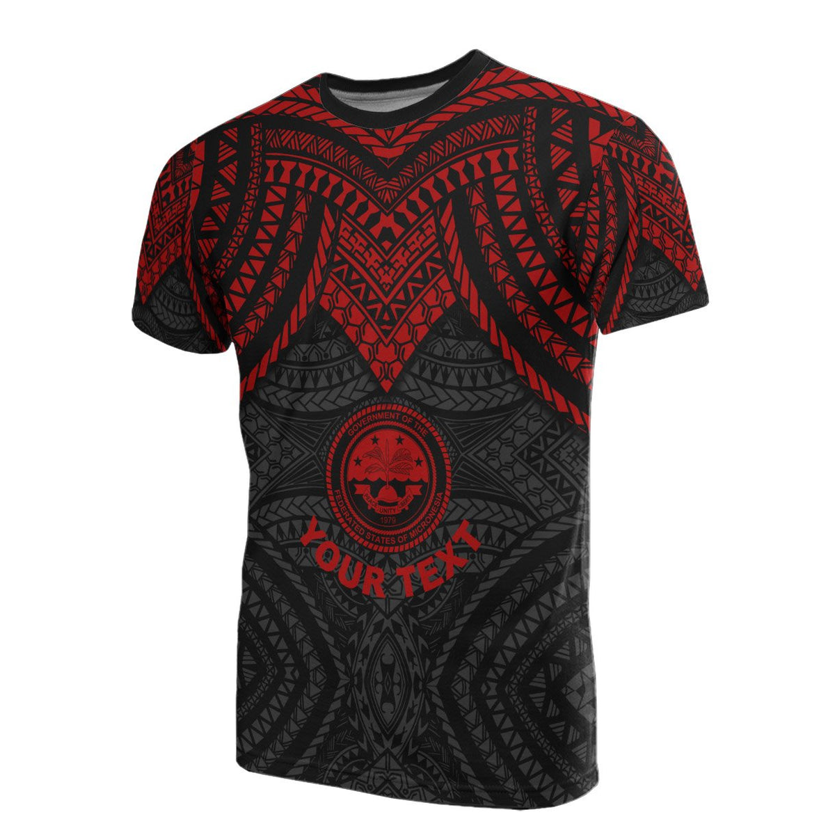 Federated States of Micronesia Custom T Shirt Micronesian Pattern Red Armor Style Unisex Red - Polynesian Pride