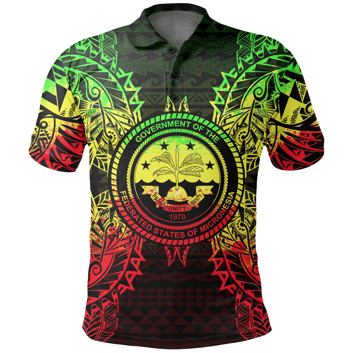 Federated States of Micronesian Polo Shirt Federated States of Micronesian Seal Map Polynesian Tattoo Reggae Unisex Reggae - Polynesian Pride